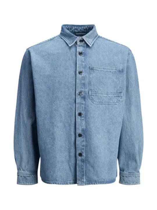 Hellblaues Jeanshemd mit Knopfleiste