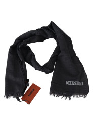 Scarves Elegant Black Wool Fringed Scarf 310,00 € 7333413005960 | Planet-Deluxe