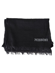 Scarves Elegant Black Wool Fringed Scarf 310,00 € 7333413005960 | Planet-Deluxe