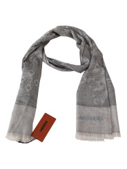 Scarves Elegant Paisley Wool Scarf in Gray 310,00 € 8058301883633 | Planet-Deluxe