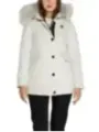 Weißer Blauer Wintermantel mit Kapuze