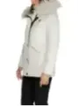 Weiße Daunenparka mit Pelzrand