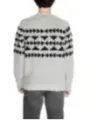 Grauer Wollpullover mit Dreiecken hinten