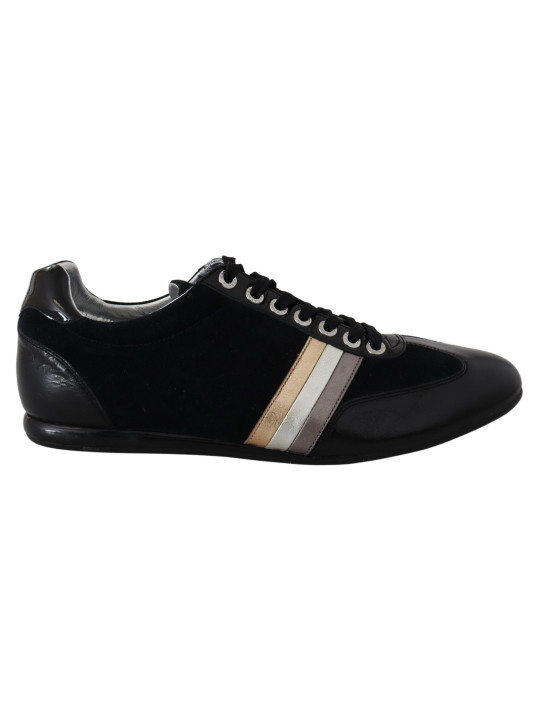tout günstig Kaufen-Elegant Black Leather Sport Sneakers. Elegant Black Leather Sport Sneakers <![CDATA[Step into sophistication with these sleek and stylish sneakers from Dolce & Gabbana. Crafted with the modern man in mind, these shoes tout a classic black hue and are made