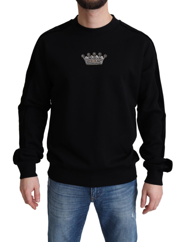 Sweaters Black Cotton Crown Pullover Mens Sweater 1.180,00 € 8054319597463 | Planet-Deluxe