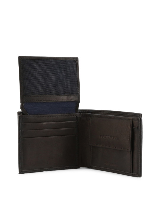 Schwarzes Lederbrieftasche, schlichtes modernes Design