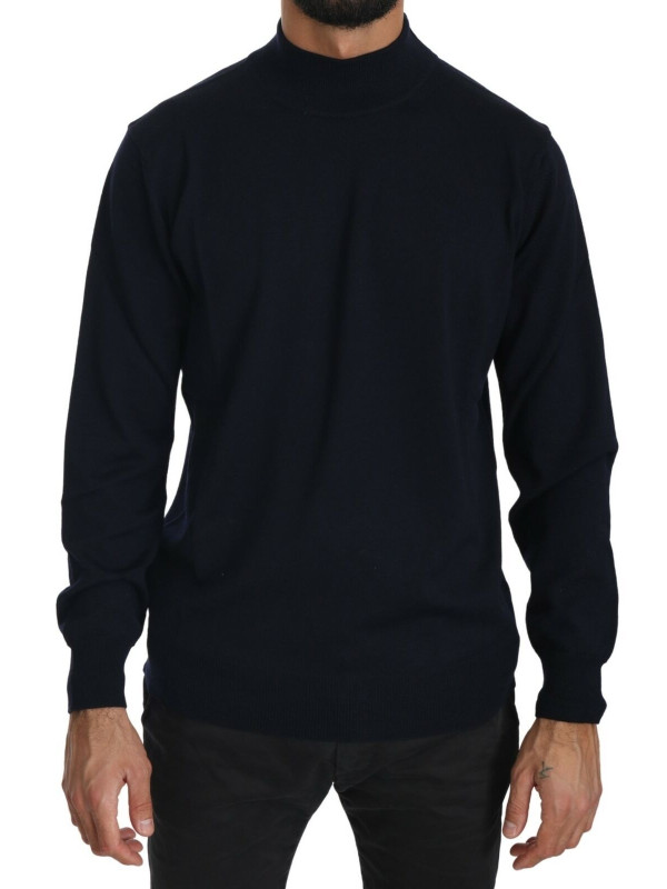 Sweaters Elegant Dark Blue Pullover Sweater 360,00 € 8058301883909 | Planet-Deluxe