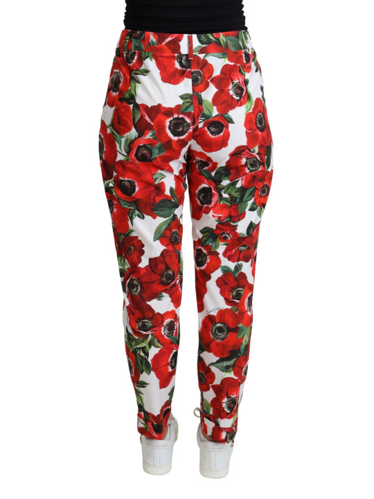 Jeans & Pants Elegant White Poppy Print Tapered Pants 1.350,00 € 8053286853473 | Planet-Deluxe