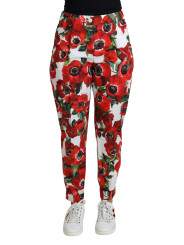 Jeans & Pants Elegant White Poppy Print Tapered Pants 1.350,00 € 8053286853473 | Planet-Deluxe