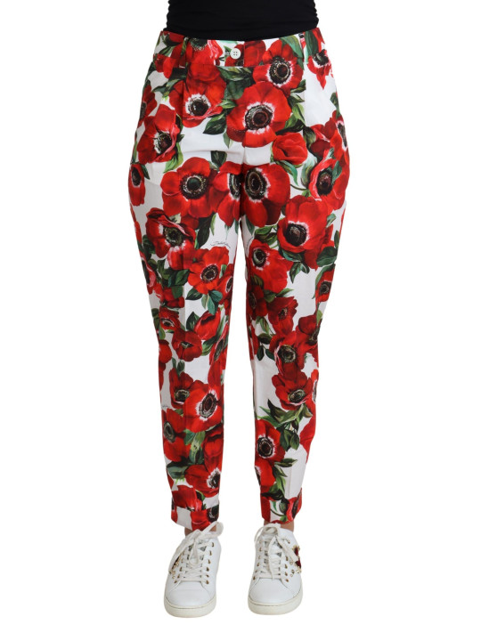 Jeans & Pants Elegant White Poppy Print Tapered Pants 1.350,00 € 8053286853473 | Planet-Deluxe