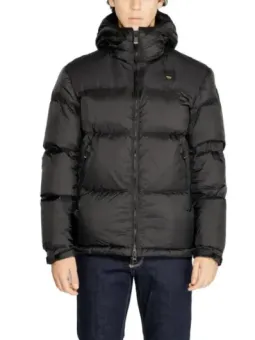 Schwarze gesteppte Blauer Winterjacke mit Kapuze