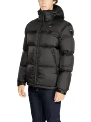Schwarze Blauer Daunenjacke mit Kapuze
