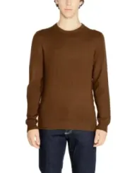 Brauner Baumwollpullover mit Rippenmuster