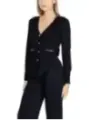 Schwarzer Damen-Cardigan mit silbernen Details