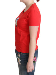 Tops & T-Shirts Chic Red Cotton Tee with Signature Print 240,00 € 7333413032904 | Planet-Deluxe