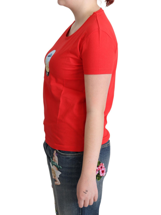 Tops & T-Shirts Chic Red Cotton Tee with Signature Print 240,00 € 7333413032904 | Planet-Deluxe