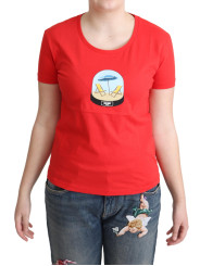 Tops & T-Shirts Chic Red Cotton Tee with Signature Print 240,00 € 7333413032904 | Planet-Deluxe