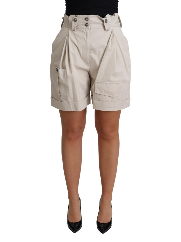 Shorts Chic Beige High Waist Pleated Shorts 900,00 € 8054802425624 | Planet-Deluxe
