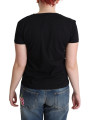 Tops & T-Shirts Chic Black Cotton Tee with Playful Print 240,00 € 889443425706 | Planet-Deluxe