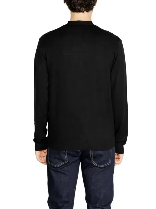 Schwarzer Herren-Langarm-Cardigan modern-traditionell