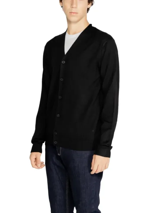Schwarzer Baumwoll-Cardigan klassisches Design