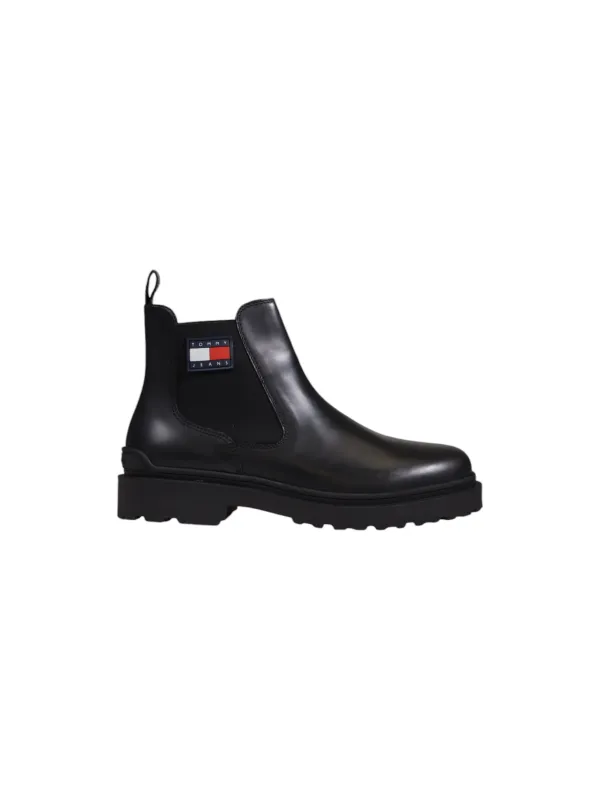 Schwarzer Leder Chelsea Stiefel