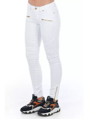 Jeans & Pants Chic Biker-Inspired White Stretch Denim Jeans 260,00 € 3000009506067 | Planet-Deluxe