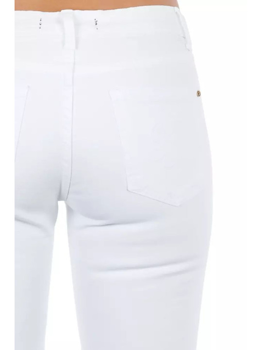 Jeans & Pants Chic Biker-Inspired White Stretch Denim Jeans 260,00 € 3000009506067 | Planet-Deluxe