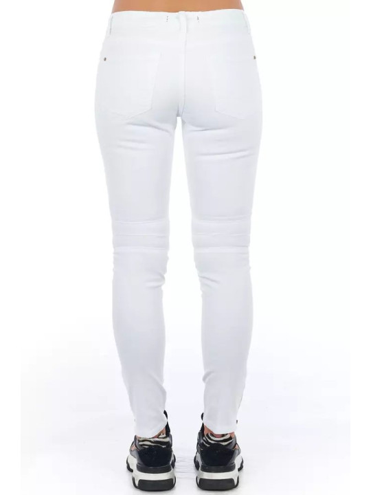 Jeans & Pants Chic Biker-Inspired White Stretch Denim Jeans 260,00 € 3000009506067 | Planet-Deluxe