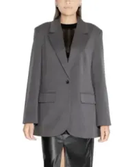 Grauer Damen Blazer doppelreihig lässig