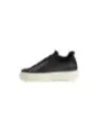 Schwarze Leder Sneaker mit Plattform