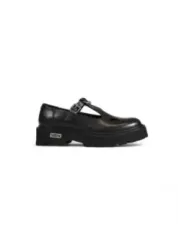 Schwarze Leder Sandale mit Riemen