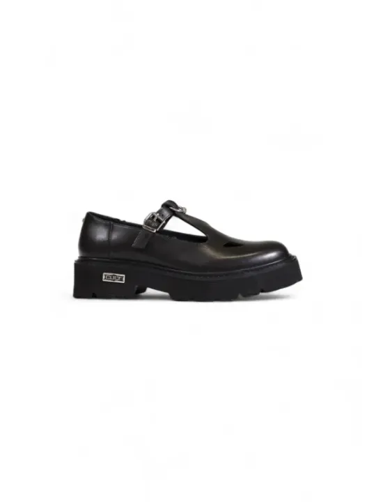Schwarze Leder Sandale mit Riemen