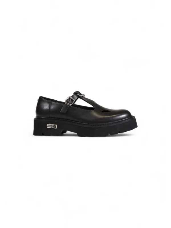 Schwarze Leder Sandale mit Riemen