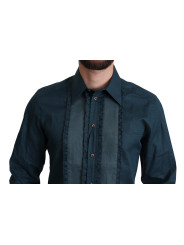 Shirts Elegant Blue Ruffled Tuxedo Shirt 830,00 € 8058349228342 | Planet-Deluxe