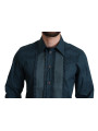 Shirts Elegant Blue Ruffled Tuxedo Shirt 830,00 € 8058349228342 | Planet-Deluxe