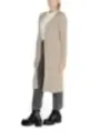 Taupe-Cardigan mit schwarzem Bund