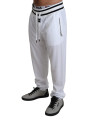 Jeans & Pants Elegant White Jogging Pants with Logo Patch 690,00 € 8058301880373 | Planet-Deluxe
