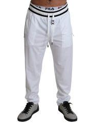 Jeans & Pants Elegant White Jogging Pants with Logo Patch 690,00 € 8058301880373 | Planet-Deluxe
