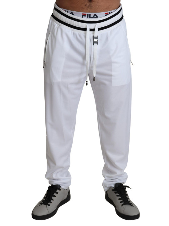 Jeans & Pants Elegant White Jogging Pants with Logo Patch 690,00 € 8058301880373 | Planet-Deluxe