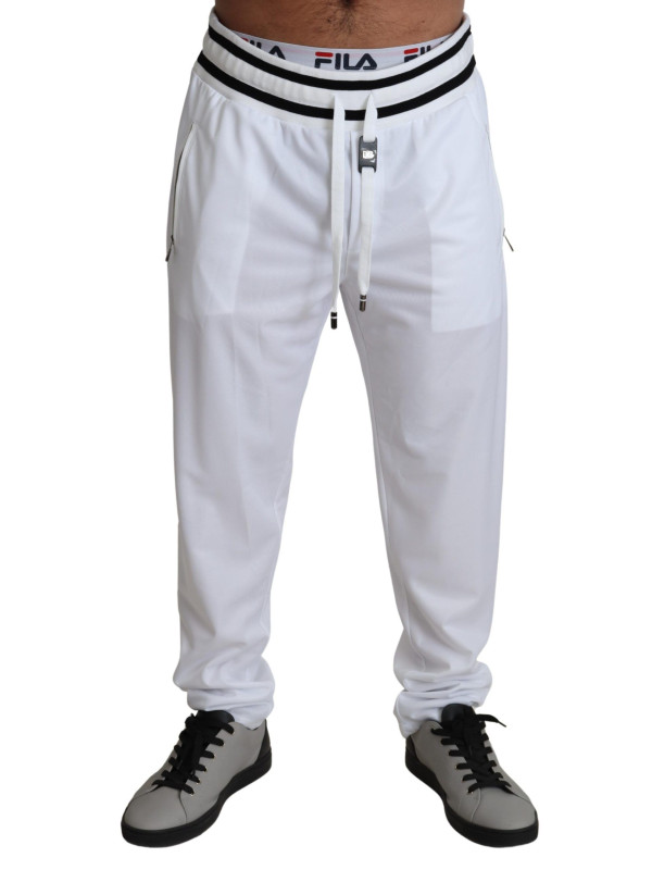 Jeans & Pants Elegant White Jogging Pants with Logo Patch 690,00 € 8058301880373 | Planet-Deluxe