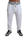 Jeans & Pants Elegant White Jogging Pants with Logo Patch 690,00 € 8058301880373 | Planet-Deluxe