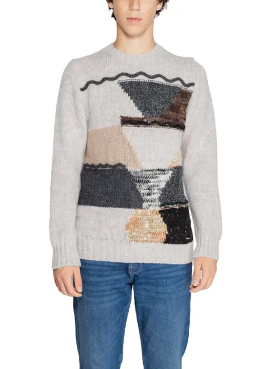 Grauer geometrischer Gianni Lupo Pullover