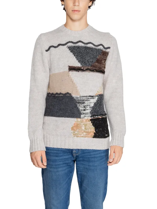 Grauer geometrischer Gianni Lupo Pullover Grauer geometrischer Gianni Lupo Pullover