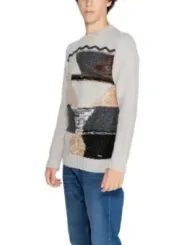 Gemusterter grauer Gianni Lupo Pullover