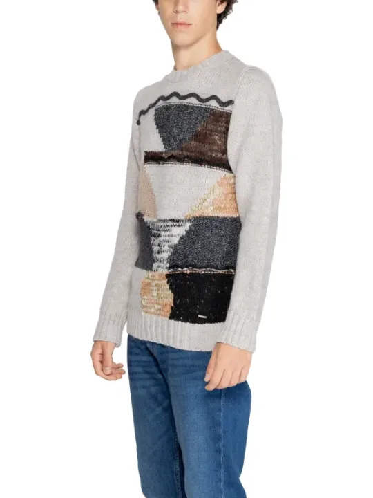 Gemusterter grauer Gianni Lupo Pullover