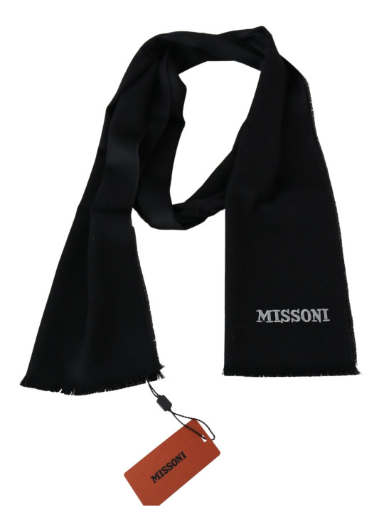 Scarves Elegant Embroidered Wool Scarf in Black 320,00 € 7333413017598 | Planet-Deluxe