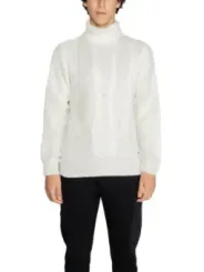 Weißer Zopfstrick Rollkragenpullover Gianni Lupo