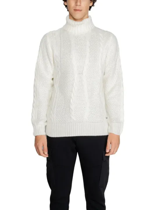 Weißer Zopfstrick Rollkragenpullover Gianni Lupo