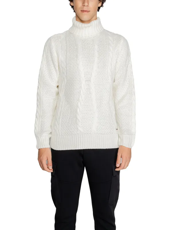 Weißer Zopfstrick Rollkragenpullover Gianni Lupo Weißer Zopfstrick Rollkragenpullover Gianni Lupo